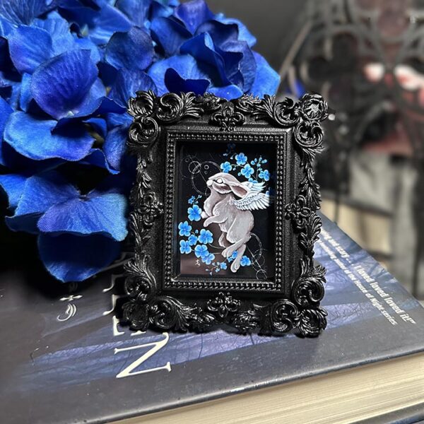 Mini Victorian Framed Angel Bunny Original Artwork