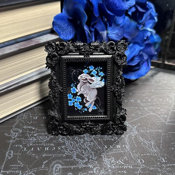 Mini Victorian Framed Angel Bunny Original Artwork