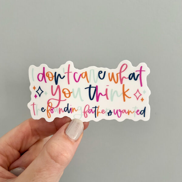 I don’t care what you think the founding fathers wanted sticker