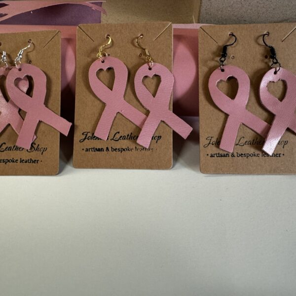 Breast Cancer Awareness Nickel Free Pink Ribbon Italian Leather Earrings
