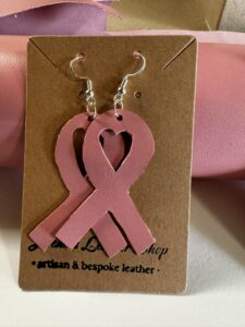 Breast Cancer Awareness Nickel Free Pink Ribbon Italian Leather Earrings