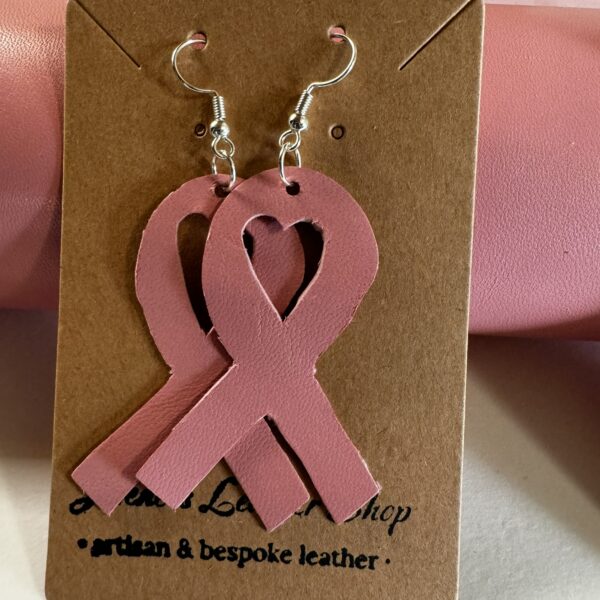 Breast Cancer Awareness Nickel Free Pink Ribbon Italian Leather Earrings