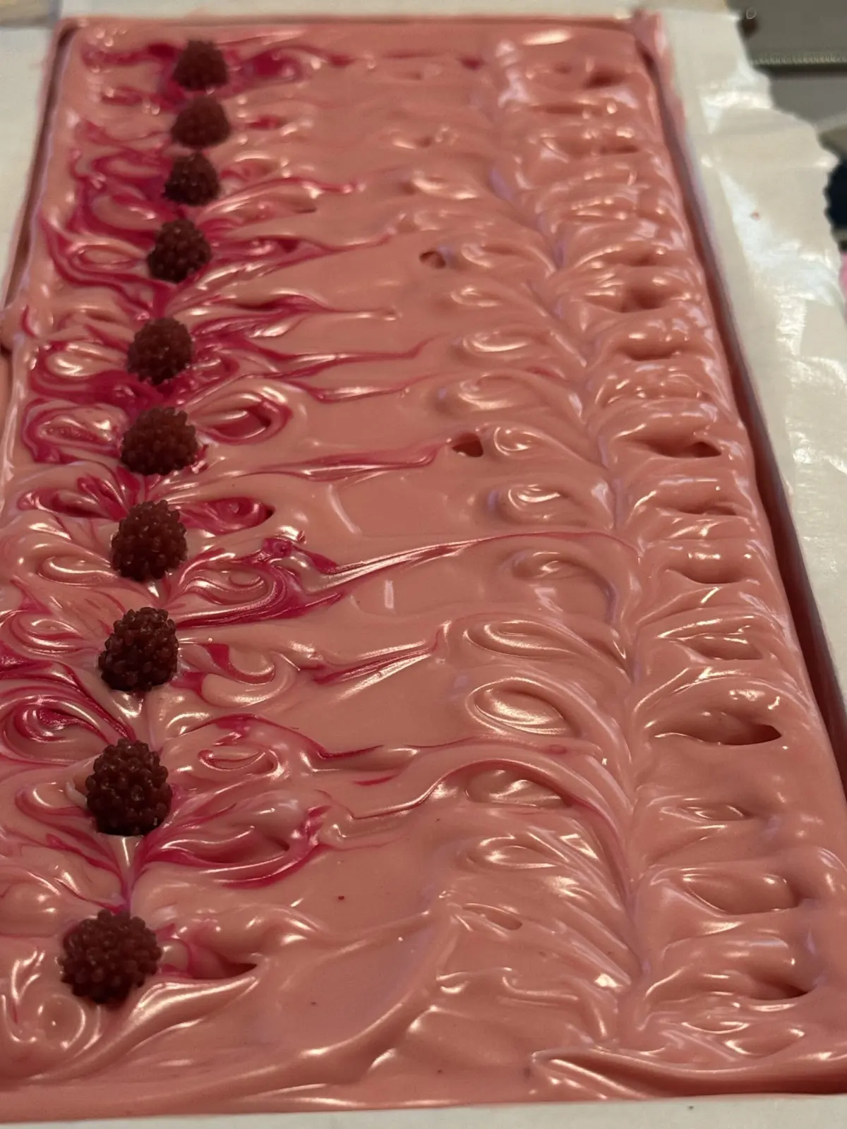 Top of freshly poured pink soap
