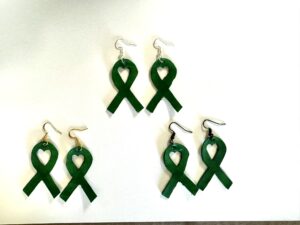 Mitochondrial Disease Awareness Nickel Free Green Ribbon Leather Earrings
