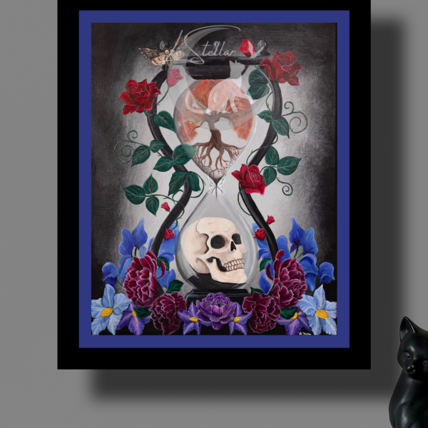 Memento Mori Skull Painting: Dark Floral Gothic Art Print