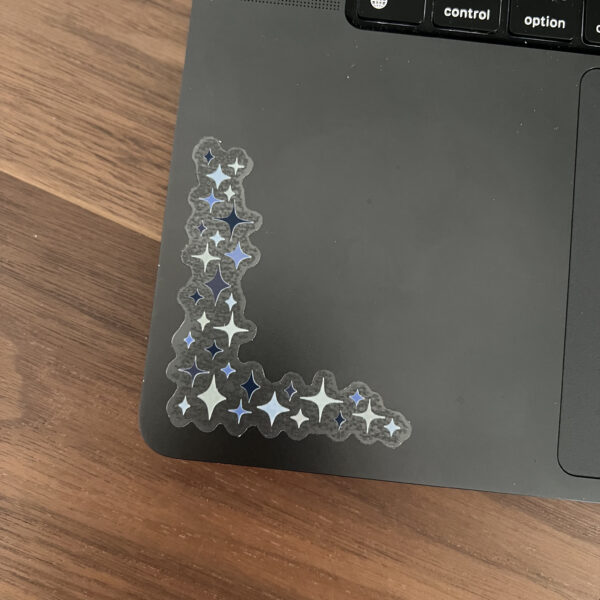 Blue sparkle corner sticker