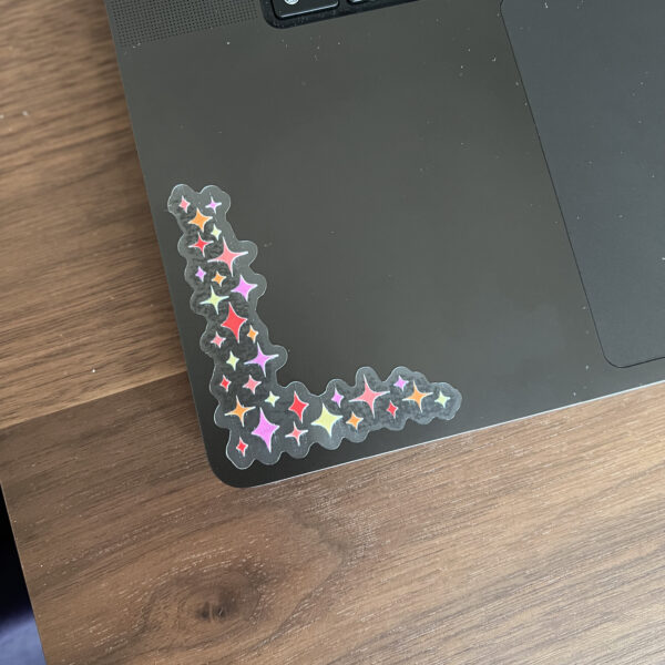 Warm-tone sparkle corner sticker