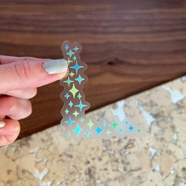 Blue & green sparkle corner sticker
