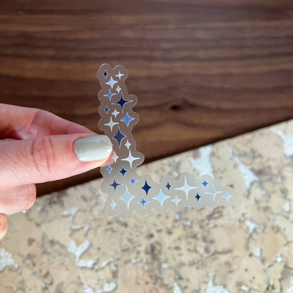 Blue sparkle corner sticker