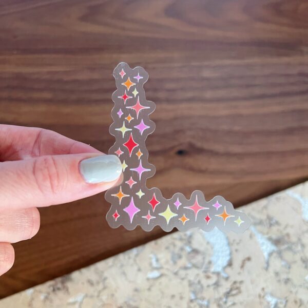 Warm-tone sparkle corner sticker
