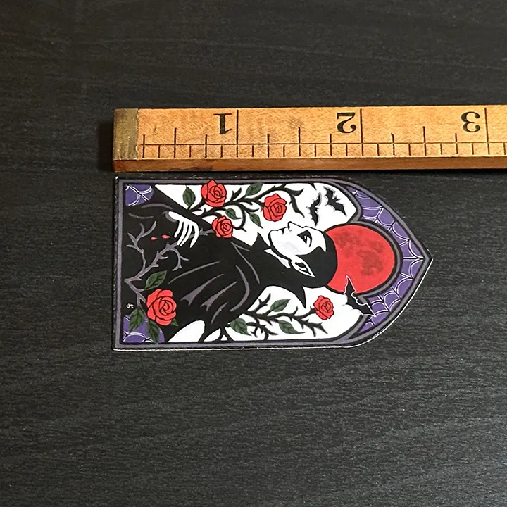 Romantic Vampire Painting Sticker, Original Hand Painted Gothic Artwork, Dark Fantasy Vinyl Decal - Image 2