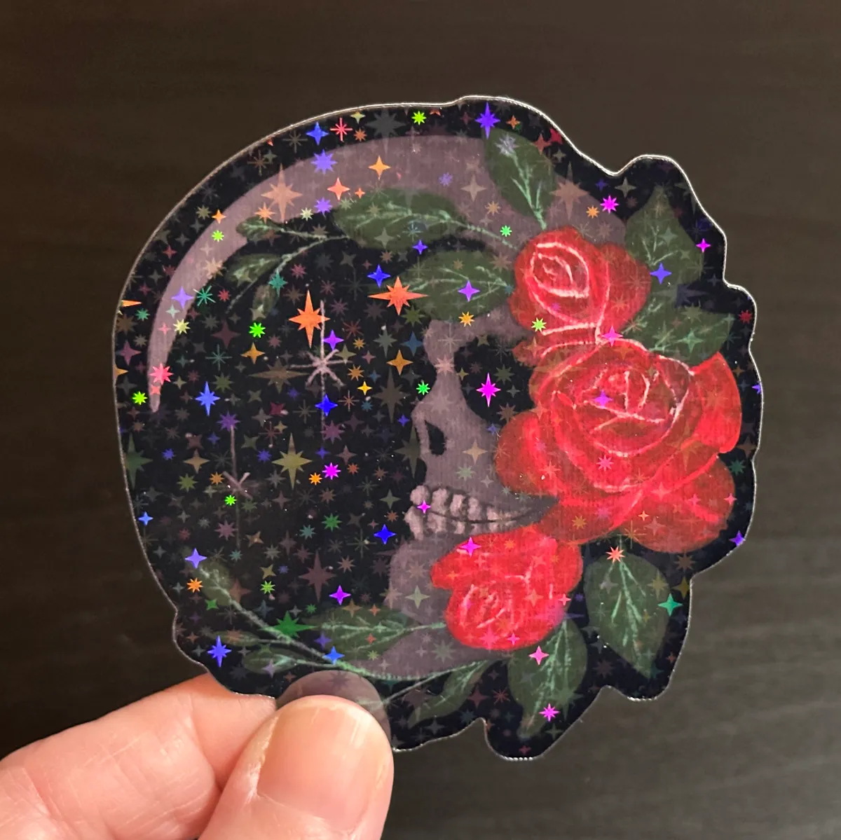 Skull Moon Vinyl Sticker: Original Hand-Painted Art - Image 3