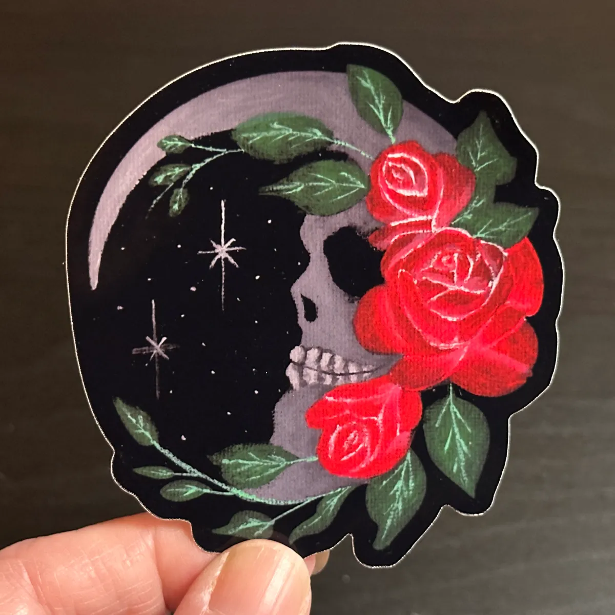 Skull Moon Vinyl Sticker: Original Hand-Painted Art - Image 4