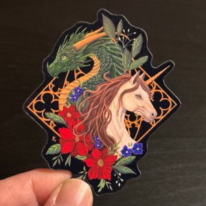 Unicorn and dragon sticker