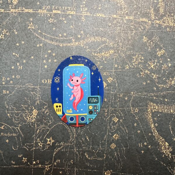 Atomic Age Axolotl Sticker, Vintage Style, Original Art Decal