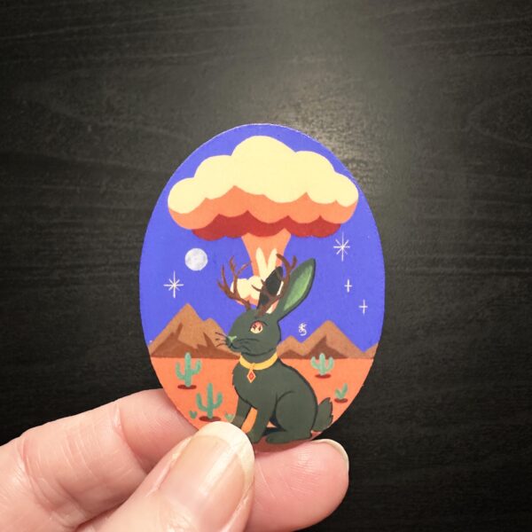 Atomic Age Jackalope Sticker, Vintage Style, Original Art Decal
