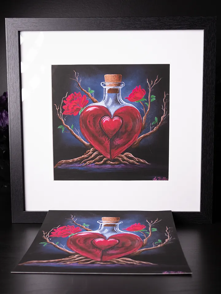 Gothic Love Potion Print, Heart Bottle, Dark Fantasy Art - Image 3
