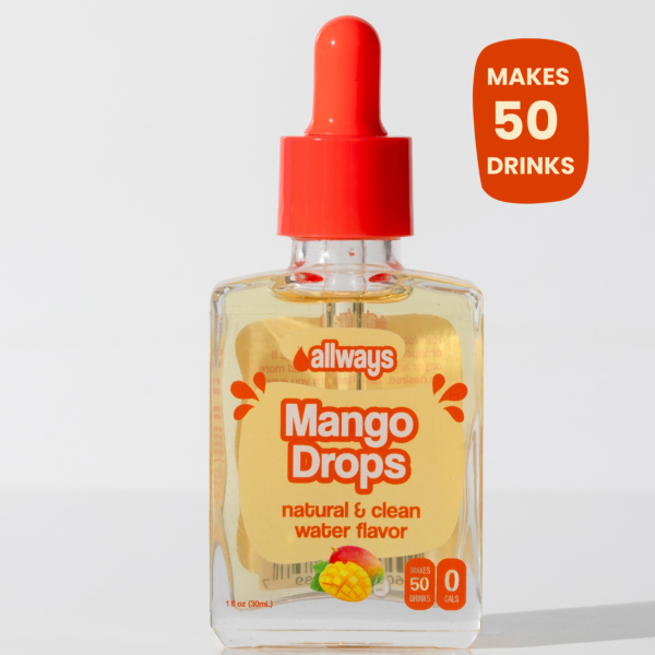 Natural Mango Water Enhancer | Sugar-Free, Zero Calories, Monk Fruit Sweetened | Glass Bottle for On-the-Go Hydration | Kids & Adults | 50 Servings
