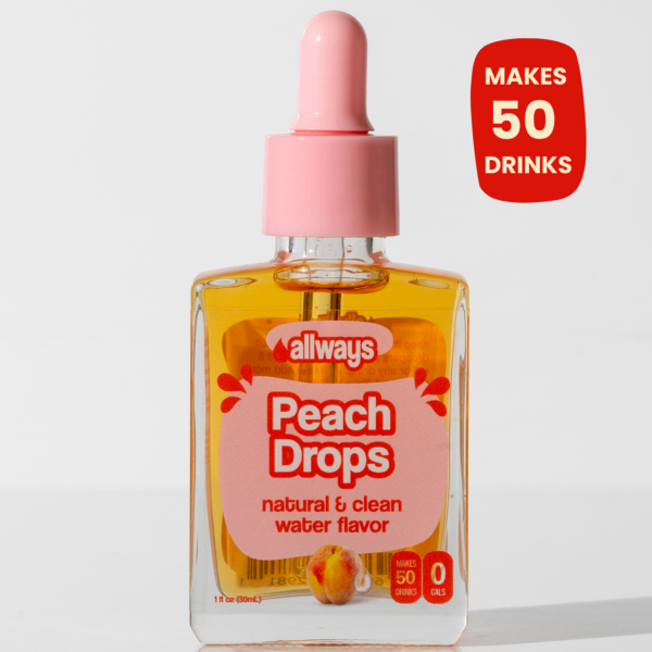 Natural Peach Water Enhancer | Sugar-Free, Zero Calories, Monk Fruit Sweetened | Glass Bottle for On-the-Go Hydration | Kids & Adults | 50 Servings