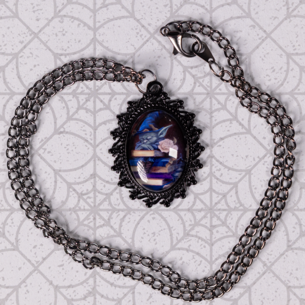 Book Goblin Necklace: Gothic Victorian Pendant with Original Acrylic Art