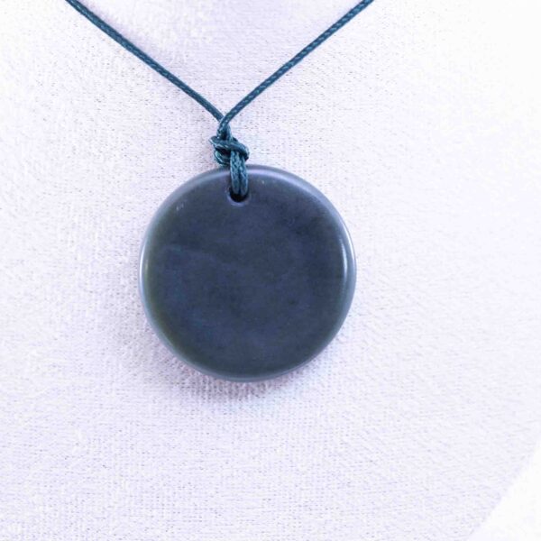 Olive Green Jade Pendant Handcarved from Wyoming Jade with Abalone Inlay on Paracord with Accent Beads (Measures 35x5mm)