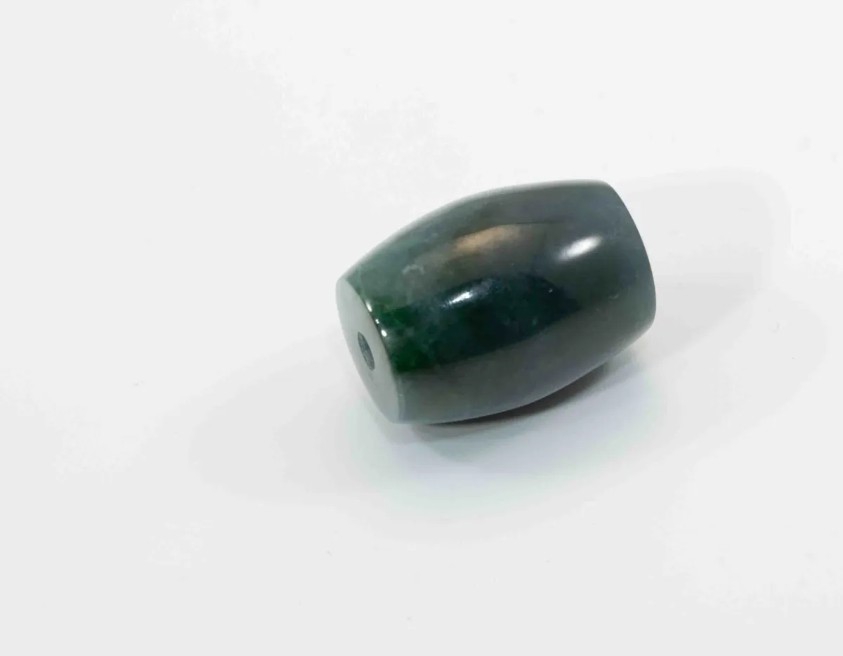 Large Blue Guatemalan Jadeite Barrel Bead - Image 6