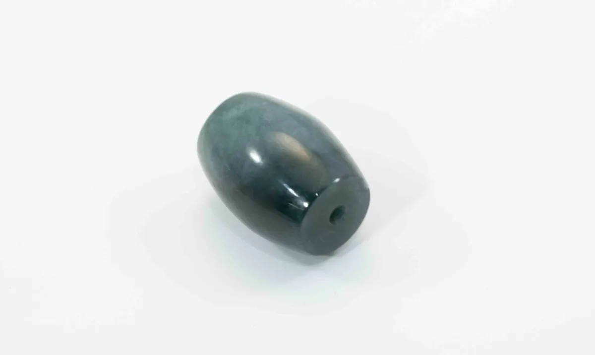 Large Blue Guatemalan Jadeite Barrel Bead - Image 5