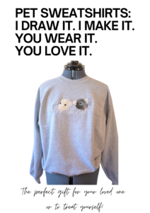 Custom Pet Portrait Embroidery on Crew Sweatshirt or Hoodie
