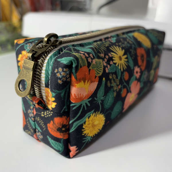 Black/Floral Small Cotton Pencil Pouch
