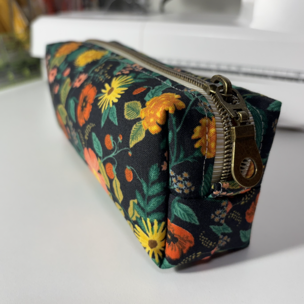 Black/Floral Small Cotton Pencil Pouch