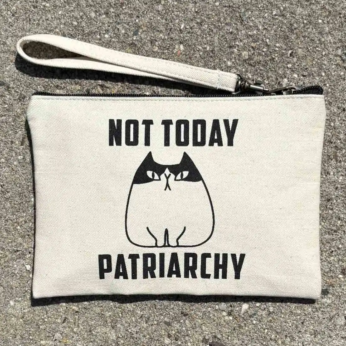 Cotton Canvas Wristlet Pouch - Patriarchy Cat - Image 3