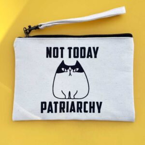 Cotton Canvas Wristlet Pouch - Patriarchy Cat
