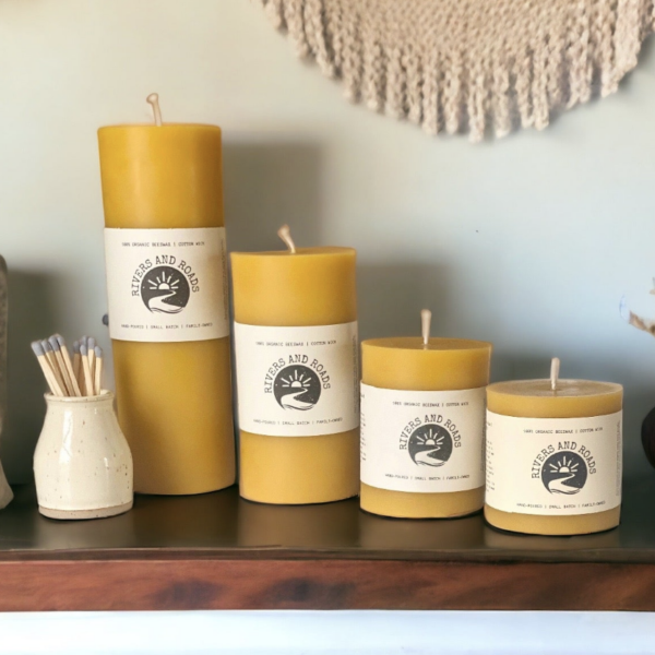 Beeswax Candle, 3″ x 4″