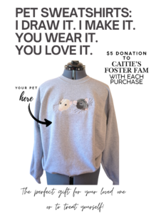 Custom Pet Portrait Embroidery on Crew Sweatshirt or Hoodie