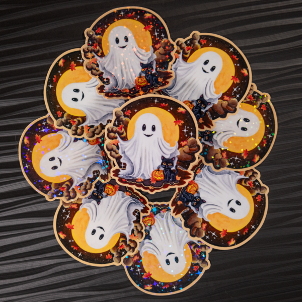 Halloween Ghost Sticker: Fall Original Art Decal