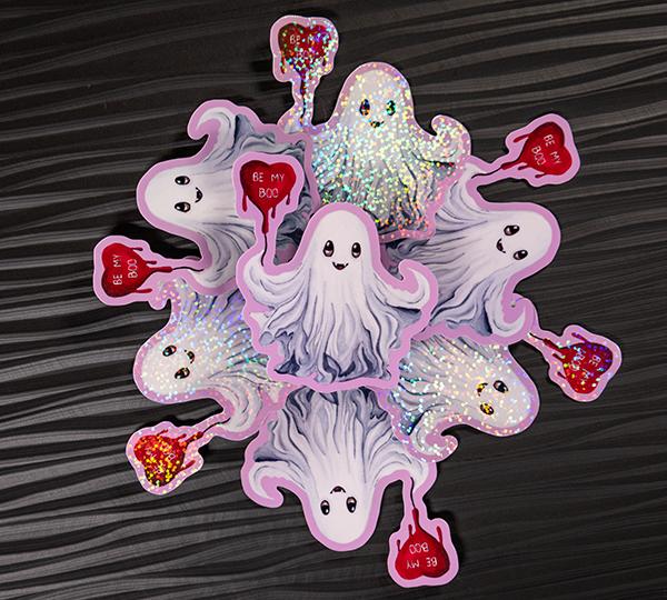 Ghost Sticker, Be My Boo Balloon, Spooky Laptop Decal