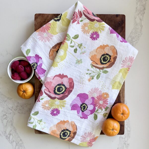Warm Floral Tea Towel