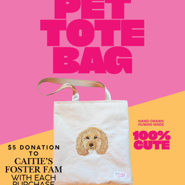 Handmade – Custom Pet Portrait Embroidered Canvas Totebag