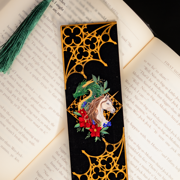 Dragon and Unicorn Bookmark, Original Artwork Page Holder