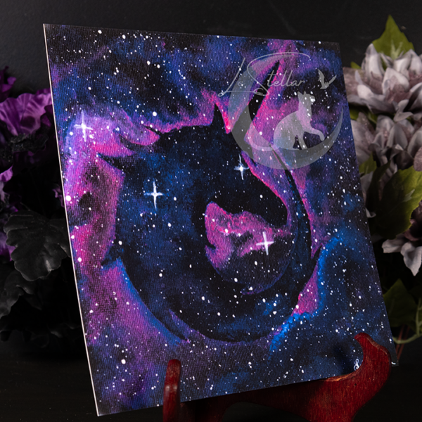 Unicorn Painting, Galaxy Artwork, Blue and Purple Mythical Space Print, Magical Celestial Wall Decor