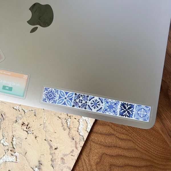 Blue and white tile row sticker