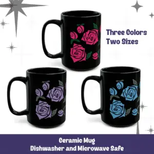 Black Ceramic Floral Rose Mug – Hidden Message Feminist Resist Coffee Mug Adult Language