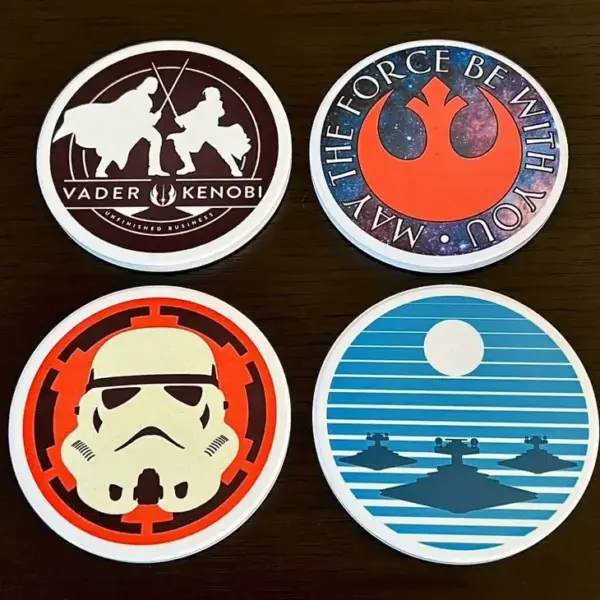 Star Wars Ceramic Coasters: Vader, Kenobi, Stormtrooper, Imperial Fleet – Set of 4