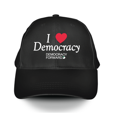 Democracy Forward – I Heart Democracy – Black Baseball Cap / Hat