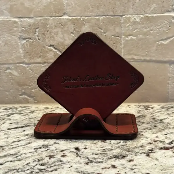 Leather Coaster Set with Stand