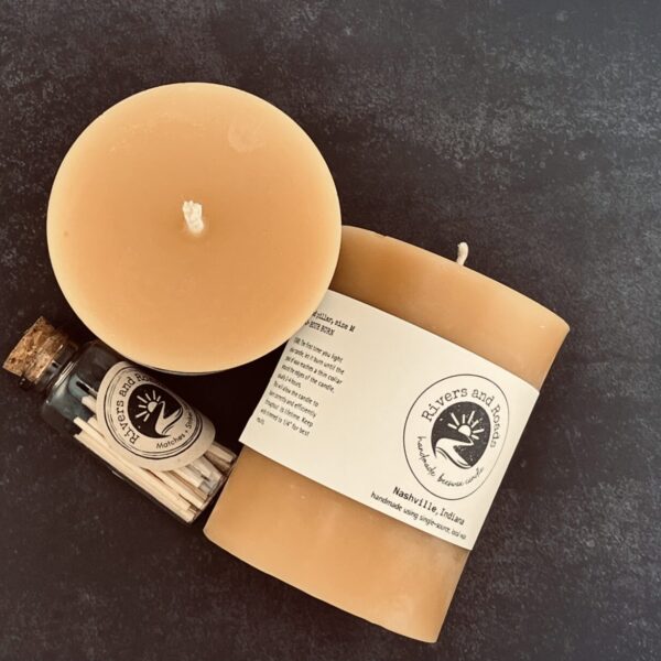 Beeswax Candle, 3″ x 4″