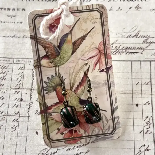 Eye of the Tiger Vintage West German Stone Dangle Earrings