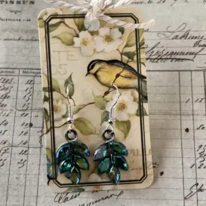 Emerald Sea Leaves Silver Dangle Earrings