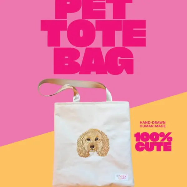 Handmade – Custom Pet Portrait Embroidered Canvas Totebag