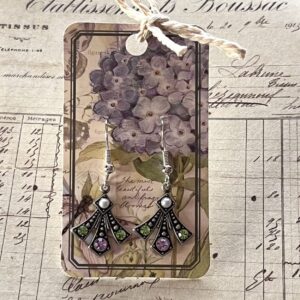The Violet Pearl Art Deco Style Lavender and Peridot Dangle Earrings
